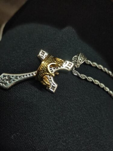 Trendy Alloy King Crown & Cross Pendant Necklace for Men photo review