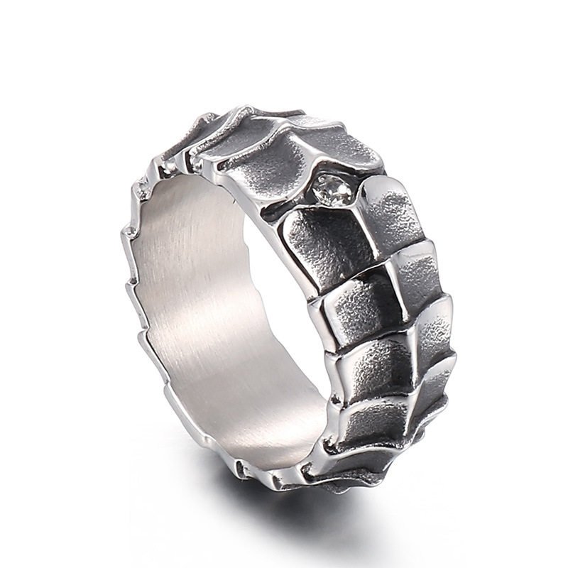 Retro Steel Dragon's Might Textured Dragon-Spine Ring - Image 7