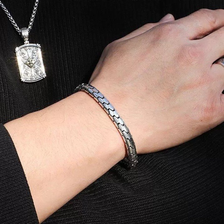 Aesthetic Style Alloy Snake-Scale Bracelet Bracelet for Men - Image 2