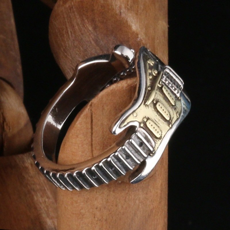 Punk Style Electric Guita Gold Color Plated Adustable Ring for Men - Image 5