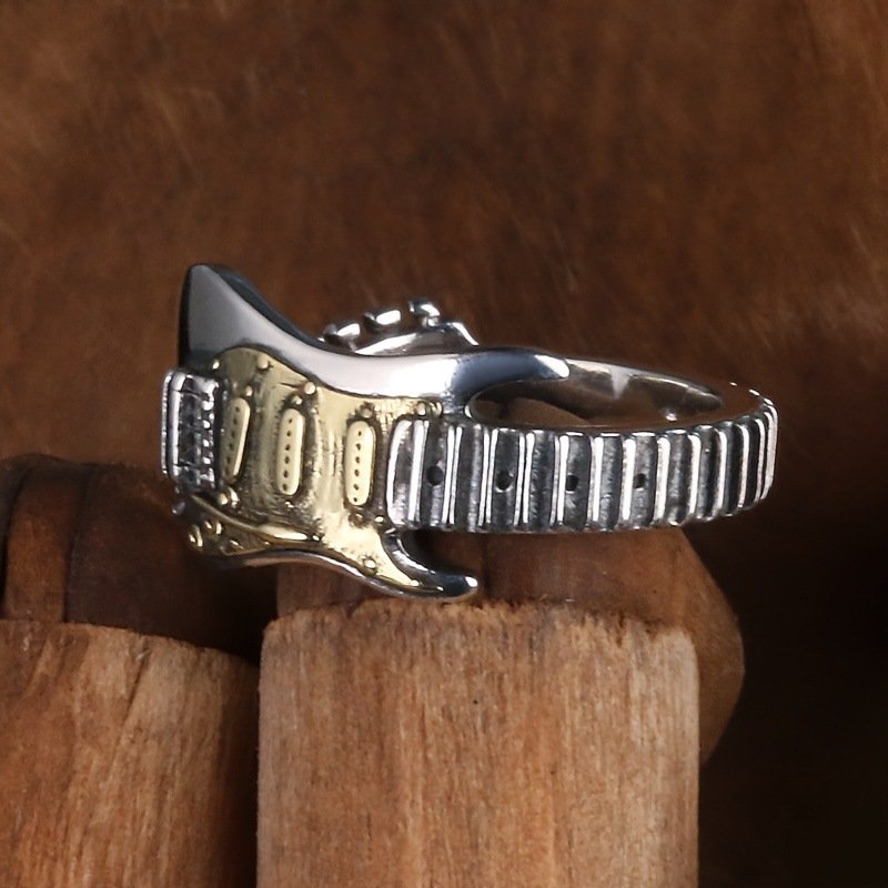 Punk Style Electric Guita Gold Color Plated Adustable Ring for Men - Image 3